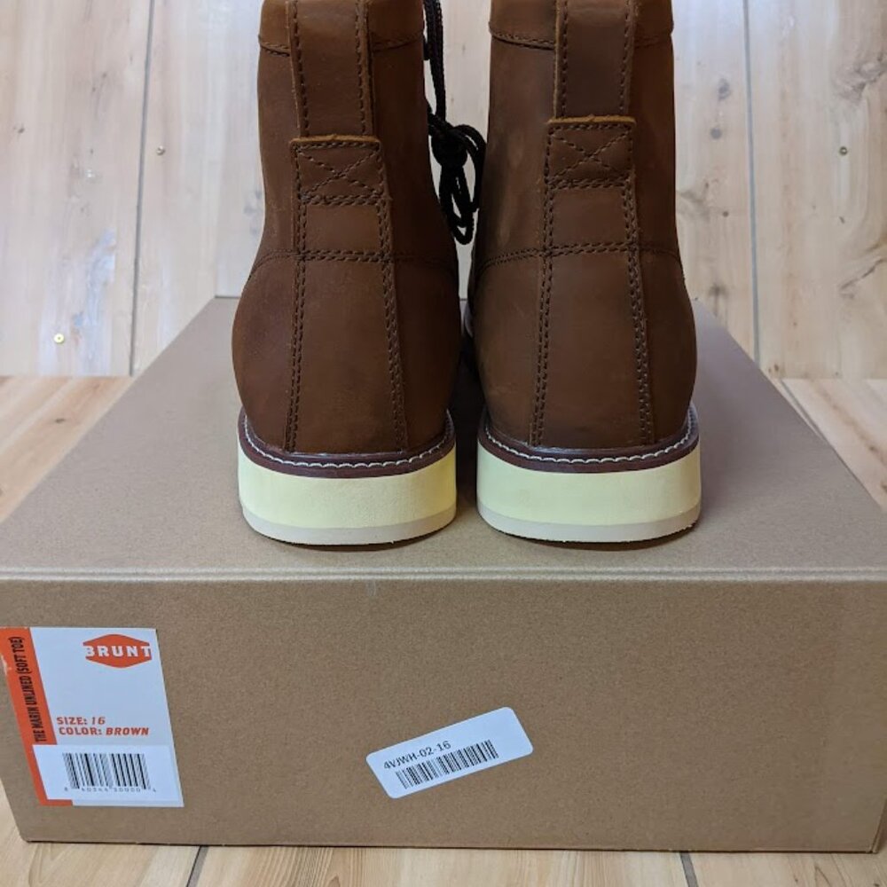 Brunt The Marin Boots Unlined Soft Toe 6" Mens Size 16 Brown Leather - Picture 4 of 13